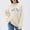 Beige, variant on Women's Funny Graphic Print Oversized Pullover - Knit Long Sleeve Shirt, Casual Comfy Loose Fit Sweater