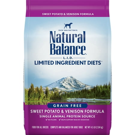 - Natural Balance Limited Ingredient Grain-Free Sweet Potato & Venison Dry Dog Food, 4.5 Lb
