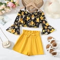 thumbnail image 2 of 9Y Big Girls Clothes Big Girls Outfits 10 Years Big Girls Half-Sleeve Suspender Floral Top Shorts 2PCS Girls Summer Clothing Set Black, 2 of 8