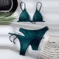 thumbnail image 2 of Sevevn Women's Triangle Bikini Set 3 Piece Side Tie Thong Bathing Suit Army Green M, 2 of 5