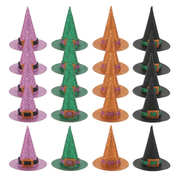 24Pcs Witch Hat Cupcake Topper, Glitter Cupcake Topper Dessert Decorations