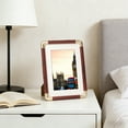 thumbnail image 4 of Photo Frame, Plastic Imitation Copper Corner Solid Wood Texture Table Frame, Waterproof High Definition Transparent Lens Desktop Wall Decoration, Red, 4 of 6
