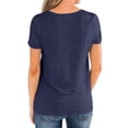 thumbnail image 4 of Camiseta Mujer Camiseta De Algodón Con Cuello En V Camiseta De Manga Corta De Color Sólido, Azul, L seitruly AP001699-14, 4 of 6