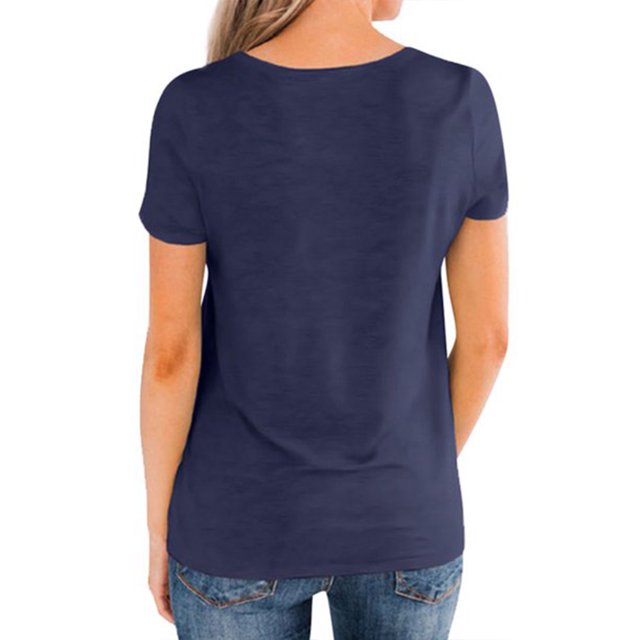Qarigey Camisa de manga corta con cuello en V en la parte delantera para mujer Prendas para la parte del cuerpo Azul XXL Qarigey AP001699-16