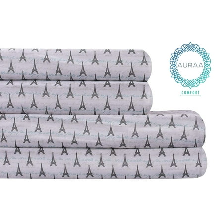 Auraa Comfort 100% Cotton Flannel King Sheet Set (Best Cooling Bed Sheets)