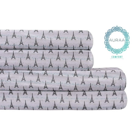 Cotton King Bed - Auraa Comfort 100% Cotton Flannel King Sheet Set
