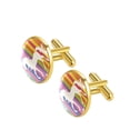 thumbnail image 2 of PhooArto Men's Classic Stainless Steel, Unicorn Silhouette Rainbow Striped Cufflinks Business Wedding Shirts, Golden, 2 of 7