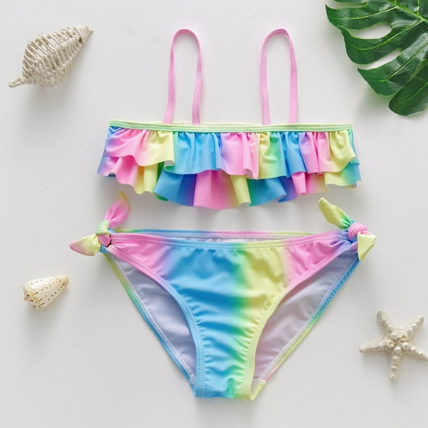 Traje de baño para niñas de 1 a 14 años, traje de baño para niñas, conjunto de Bikini para niños de dos piezas, traje de baño Infantil para niños-ST108mix Tan Jianjun unisex