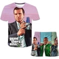 thumbnail image 1 of Grand Theft Auto Conjuntos de ropa Moda de verano Camisetas de dibujos animados Pantalones cortos Trajes de 2 piezas GTA5 Disfraces de cuello redondo Suits11T Gao Jinjia LED, 1 of 2