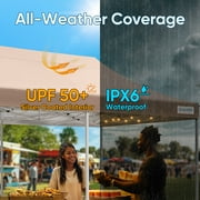 Quictent 10x20 Portable Pop up Canopy Tent, Easy up Commercial Gazebo Canopies for Sun & Rain Protection(Beige, No Sidewall)
