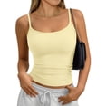 thumbnail image 2 of Women's Basic Double Lined Scoop Neck Tank Tops Adjustable Tank Summer Sleeveless Tops Yellow S, 2 of 5