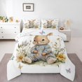 thumbnail image 2 of Erosebridal Cute Bunnies Bedding Sets King with Comforter, Floral Rabbit Duvet Insert, Happy Easter Decor, Reversible, 2 of 7