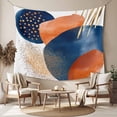 thumbnail image 2 of Navy Blue Burnt Orange Large Tapestry for Bedroom Wall Hanging Tapestry, Abstract Modern Geometric Ceiling Backdrop Tapestries Poster Blanket Wall Decor for Teens Room Living Room Dorm 85" x 90", 2 of 8