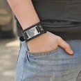 thumbnail image 3 of Pulsera de cuero KAIYANG metal ancho retro hombre cabeza de lobo plata talla 1, 3 of 5