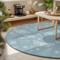 thumbnail image 3 of Round Rugs 6Ft, Blue Butterfly Botanical Round Area Rug Washable Indoor Throw Carpet, Summer Plants Line Art Soft Non Slip Circle Rug for Office Cabinet Home Decor Aesthetic, 3 of 8