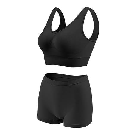 Clearance!Uooqdmx Lingerie for Women Plus Size Lingerie Sports Bra Fitness Running Yoga Vest without Rims Large Size Breathable Sports Bra Set Women s Lingerie  Sleep & Lounge Black S