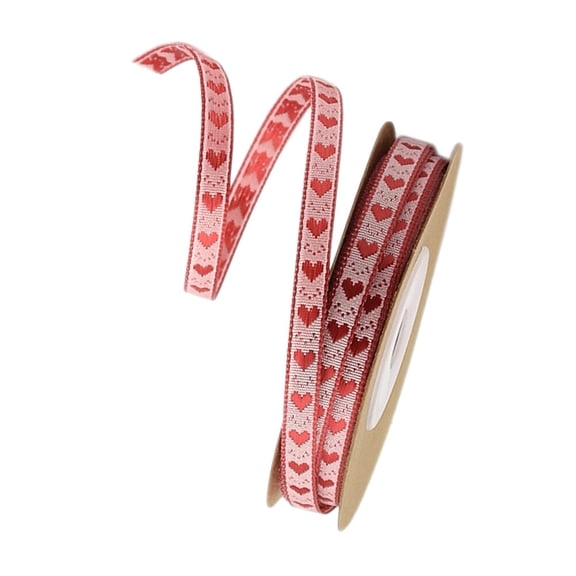 OUNONA 1 Roll of Valentines Day Grosgrain Ribbon Heart Multi Decoration for Packing Rope Lovers