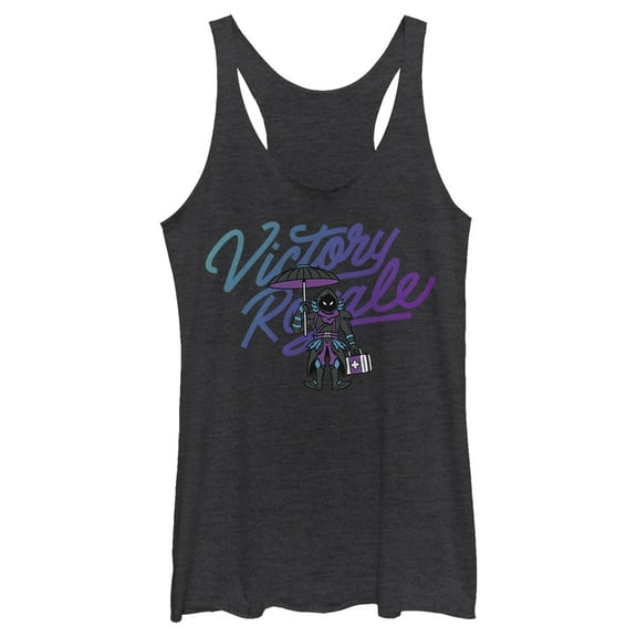 Women's Fortnite Raven Victory Royale Racerback Tank Top Black Heather X Large