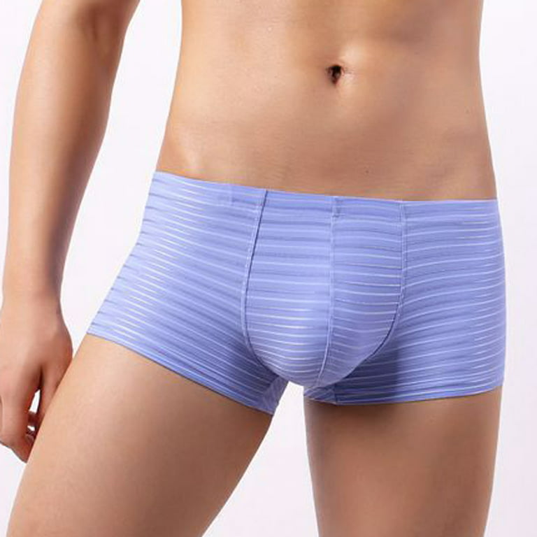 Men's Underwear Fashion Trend Color Stripes Comfortable Low Waist Boxer  Briefs