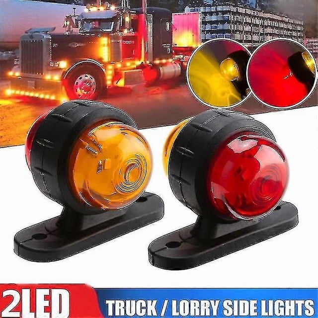 2pcs Car Truck Trailer Led Side Er Red Yellowturn Signal Indicator Lamp For Lorry Cara 12-24v