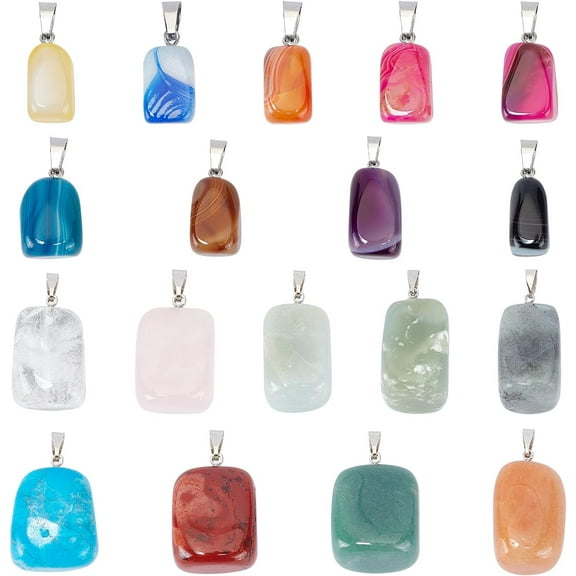 18 Styles Irregular Stone Pendants Natural Gemstone Pendants Quartz Charms Bulk for Necklace Jewelry Making 18pcs/Set