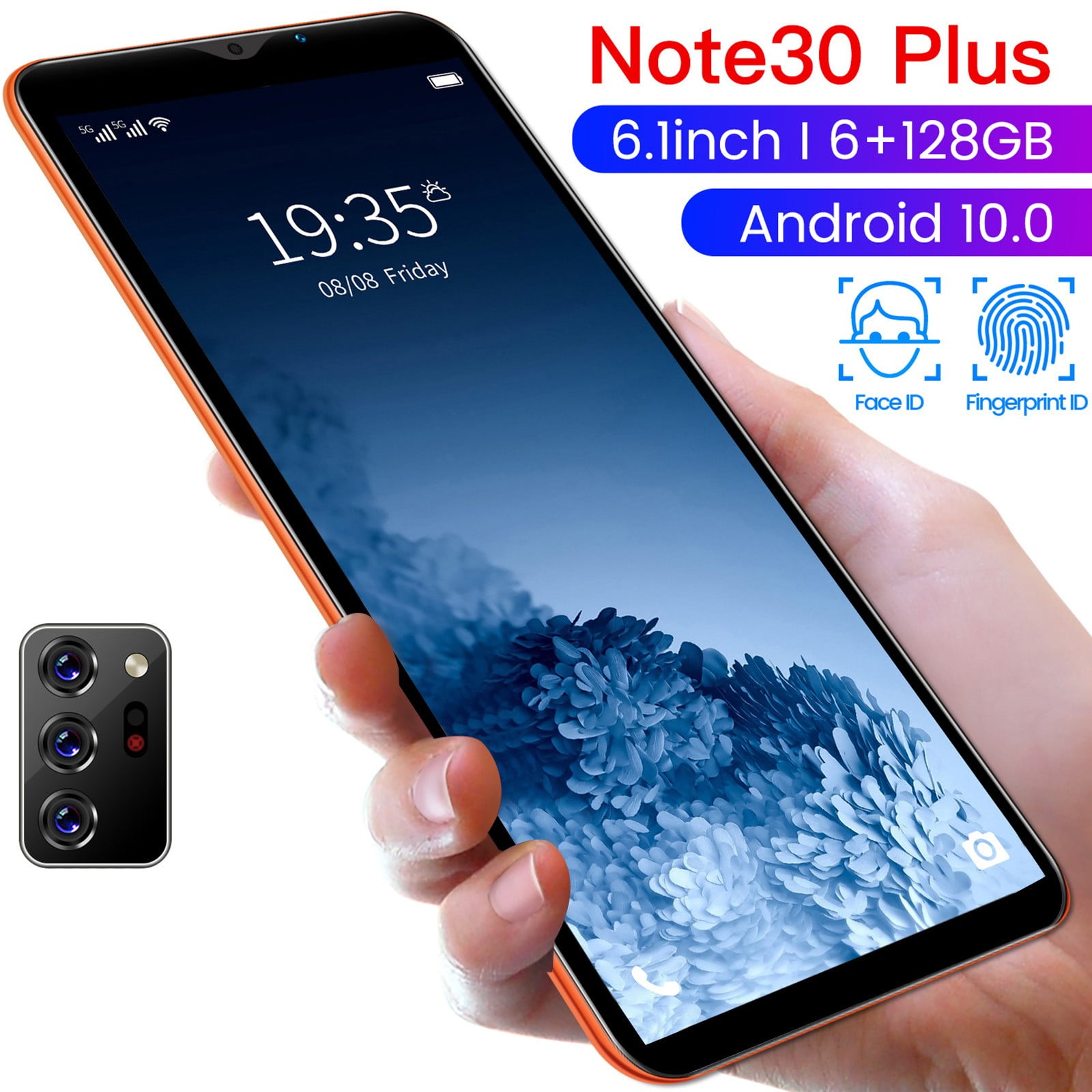 HOMBOTI Smart Phone Clearance Smartphone Straight Talk Smart Phone 8GB 6.1 Inch Screen Mobile Phone Sim Facial Unlock Game Music Phone Android System Smartphones