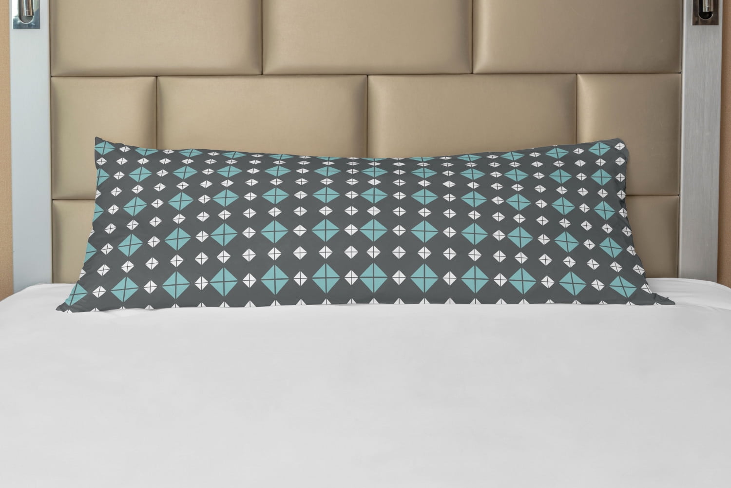 Geometric Body Pillow Case Cover with Zipper, Modern Style Tile Pattern