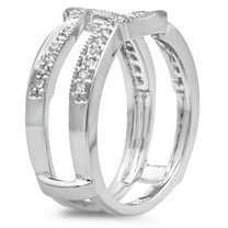 Dazzlingrock Collection 0.35 Carat (ctw) 10K Round Diamond Ladies Anniversary Double Guard Ring 1/3 CT, White Gold, Size 7