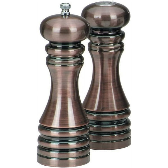 Chef Specialties 7 Inch Burnished Copper Pepper Mill and Salt Shaker Set