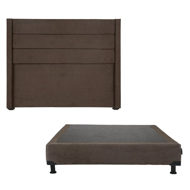 Box Base Cama King Size + Cabecera Lugo Chocolate Dicasa Bless