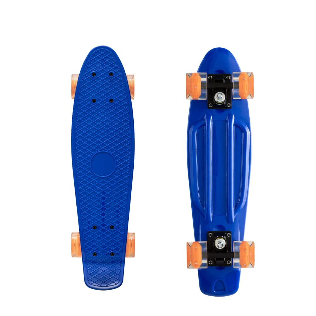Rofft Mini Cruiser Penny Skateboard with 2" LED Wheels Blue