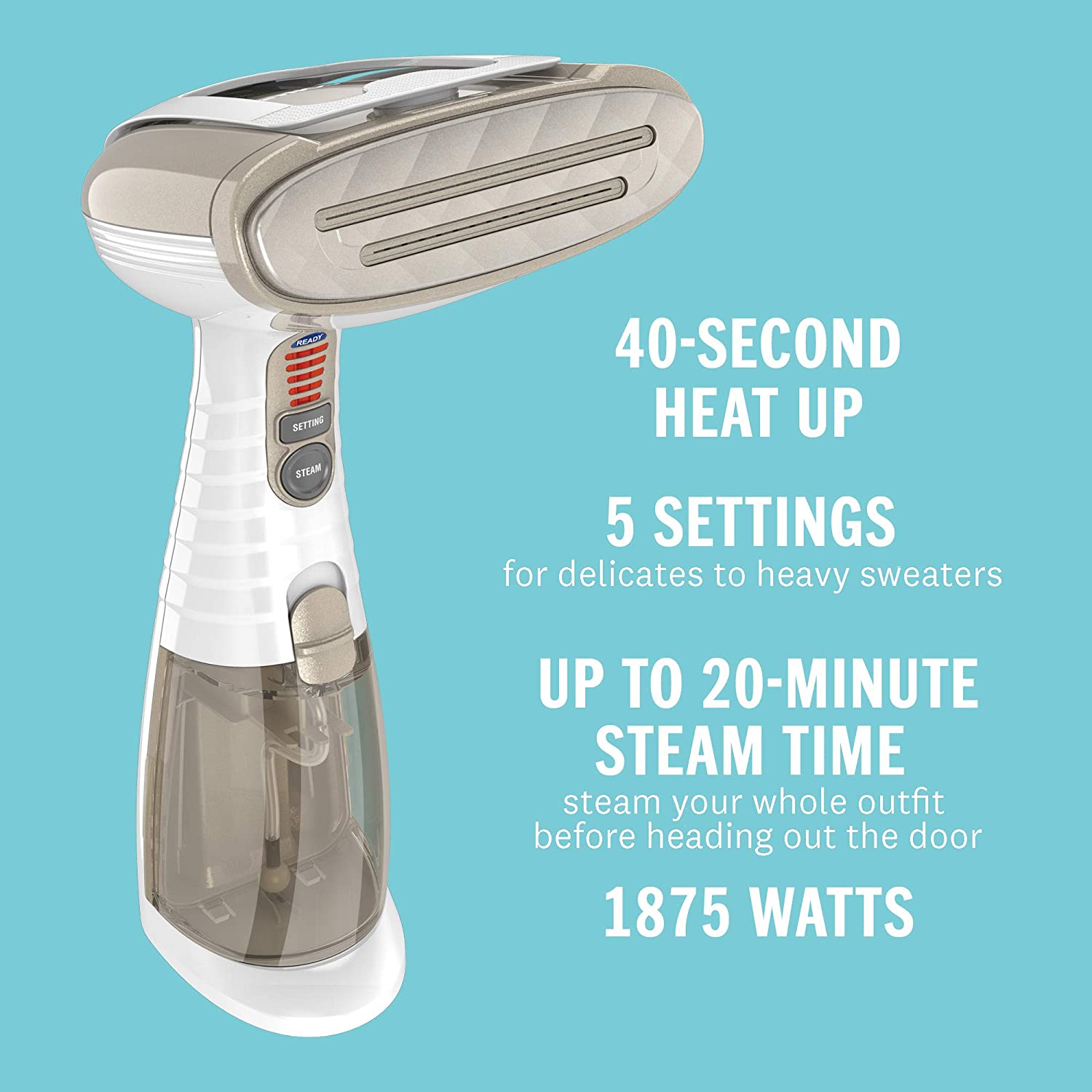 Conair Turbo Extreme Steam Hand Held Fabric Steamer, White/Champagne GS59 - image 4 of 12
