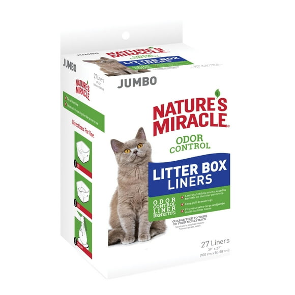 Natures Miracle Odor Control Litter Box Liners for Cats 27 Count Fit Most Extra-Large and Jumbo Multi-Cat Litter Boxes