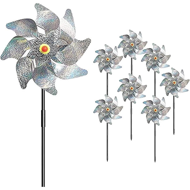 Elemento decorativo de jardín espantapájaros, molino de viento repelente de aves de 8 piezas, para proteger jardín, huerto y patio Hy