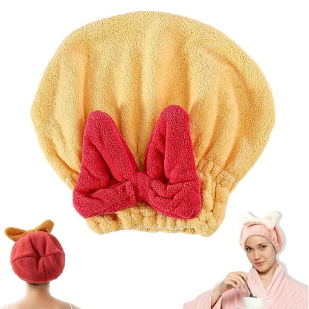 Asnearby Hair Towel, New Super Absorbent Hair Towel Wrap for Wet Hair, Microfiber Hair Towels Wrap for Women Quick-Drying Thickened Hair Towels, Soft Bow Tie Wet Hair Towel Wrap Hair  (Red)