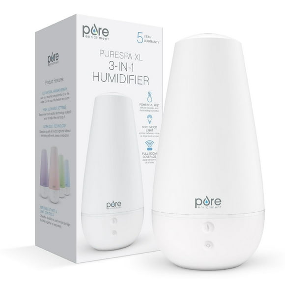 Pure Enrichment 3-in-1 Whisper-Quiet Humidifier - Color Changing Night Light, & Essential Oil Diffuser