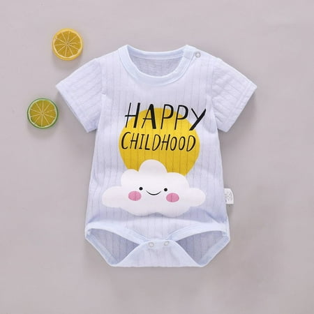 

Newborn Baby Boys Girls Short Sleeve Cartoon Print Romper jumpsuit CHMORA