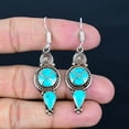 thumbnail image 2 of Turquoise Gemstone Boho 925 Sterling Silver Tibetan Nepali Earring 2.4" VJ 5340, 2 of 4
