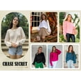 thumbnail image 5 of Chase Secret Knit Sweaters for Women Casual Long Sleeve Crew Neck Crochet Pullover Sweater Loose Lightweight Jumper Tops, 5 of 6