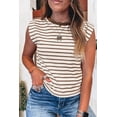 thumbnail image 5 of Women's Brown Stripe Ribbed Tank Top – Casual Sleeveless Top for Summer Outings, XL, 5 of 5