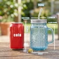 thumbnail image 3 of Mason Jars With Lids And Straws  6 Pack 16 Oz Glass Cups For Cold Beverages Juice Smoothies Iced Coffee Leak-proof Drinking Glasses Sealed & Straw Blue, 3 of 9