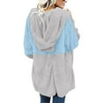 thumbnail image 4 of LYXSSBYX Winter Jackets Women Plus Size Women's and Winter Loose Fashion Hoodie Patchwork Color Female Blouse Plush Cardigan Long-sleeved Coat, 4 of 7