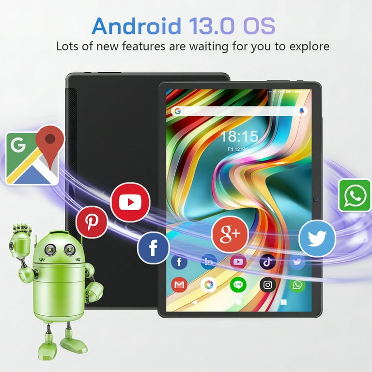 niuniutab 10 inch Android 13 Tablet with 6GB RAM, 128GB ROM, IPS