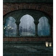 thumbnail image 3 of Gothic Duvet Cover Set, Medieval Castle at Night with Old Arch and Candles Middle Age Misty Image, Decorative 3 Piece Bedding Set with 2 Pillow Shams, King Size, Blue Grey and Red, by Ambesonne, 3 of 3