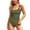 ArmyGreen, variant on Women's One Piece Swimsuit Ruched Tummy Control Square Neck Bathing Suits