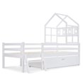 thumbnail image 4 of Cama casita para niños con escalera y cajones, incluye somier, cama alta de madera maciza con protección contra caídas 160x80cm blanca (sin colchón) esquí esquí Gafas de esquí, 4 of 5