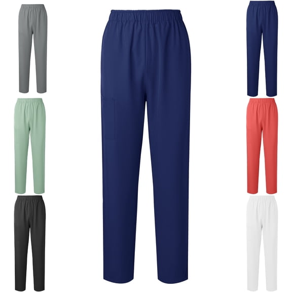 LEKWK Straight Leg Pants Women High Waisted Stretchy Slacks with Pockets Relaxed Fit Pull On Comfy Dress Pants Work Office Trousers