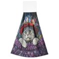 thumbnail image 2 of Wobogo Cute Cat Wearing Wreath Hand Towel Set of 2 Absorbent for Kitchen and Bathroom With Velcro Hanging Loop 18.2×14in, 2 of 7
