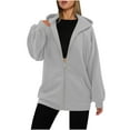 thumbnail image 6 of BiZtdJrK Women Zip Up Hoodies Long Sleeve Lightweight Hooded Sweatshirts Casual Fall Winter Workout Athletic Jacket with Pockets Gray S, 6 of 10