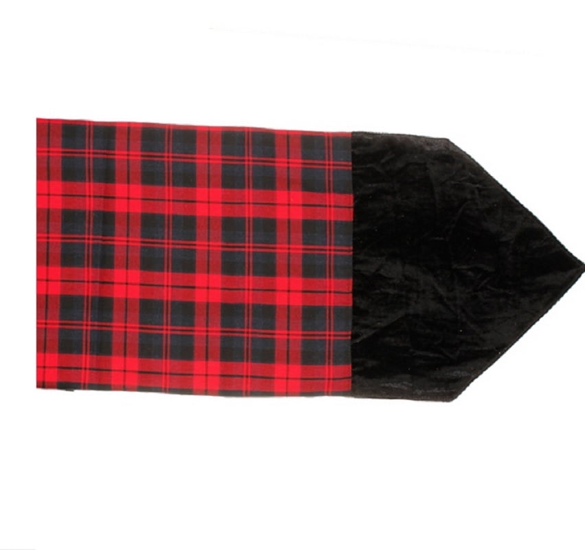 Raz Plaid Christmas Table Runner with Velveteen Tips - 72" - Red and Black